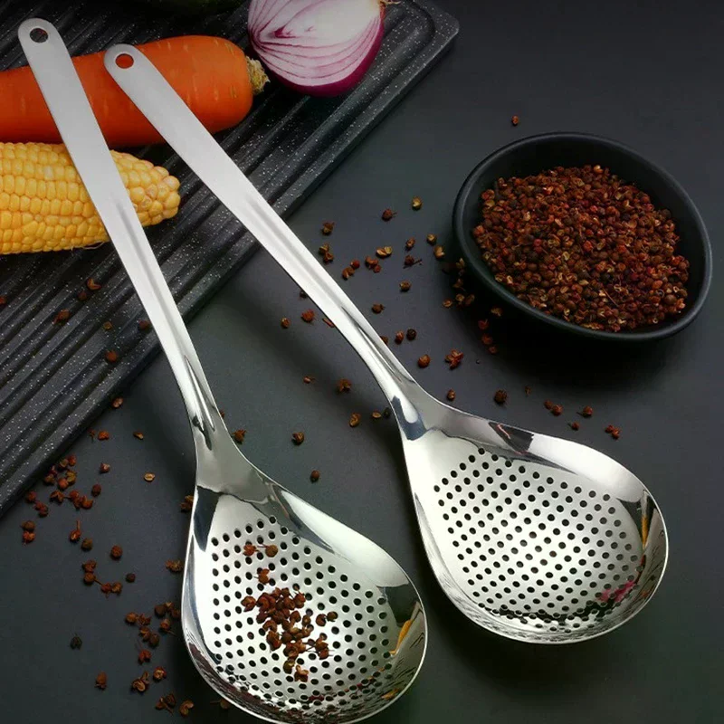 Stainless Steel Strainer Spoon Skimmer Slotted Spoon Pepper Strainer Kitchen Colander Spaghetti Drain Spoon Food Filtration