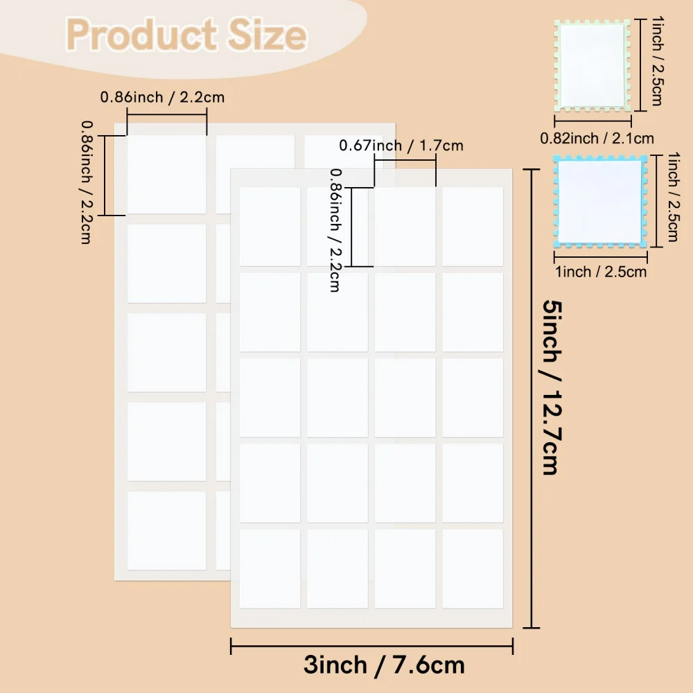 

Postage Stamp Punch/Square Rectangle Labels Double Sided Adhesive Stickers for Diy Envelopes Journal Scrapbook Paper Craft