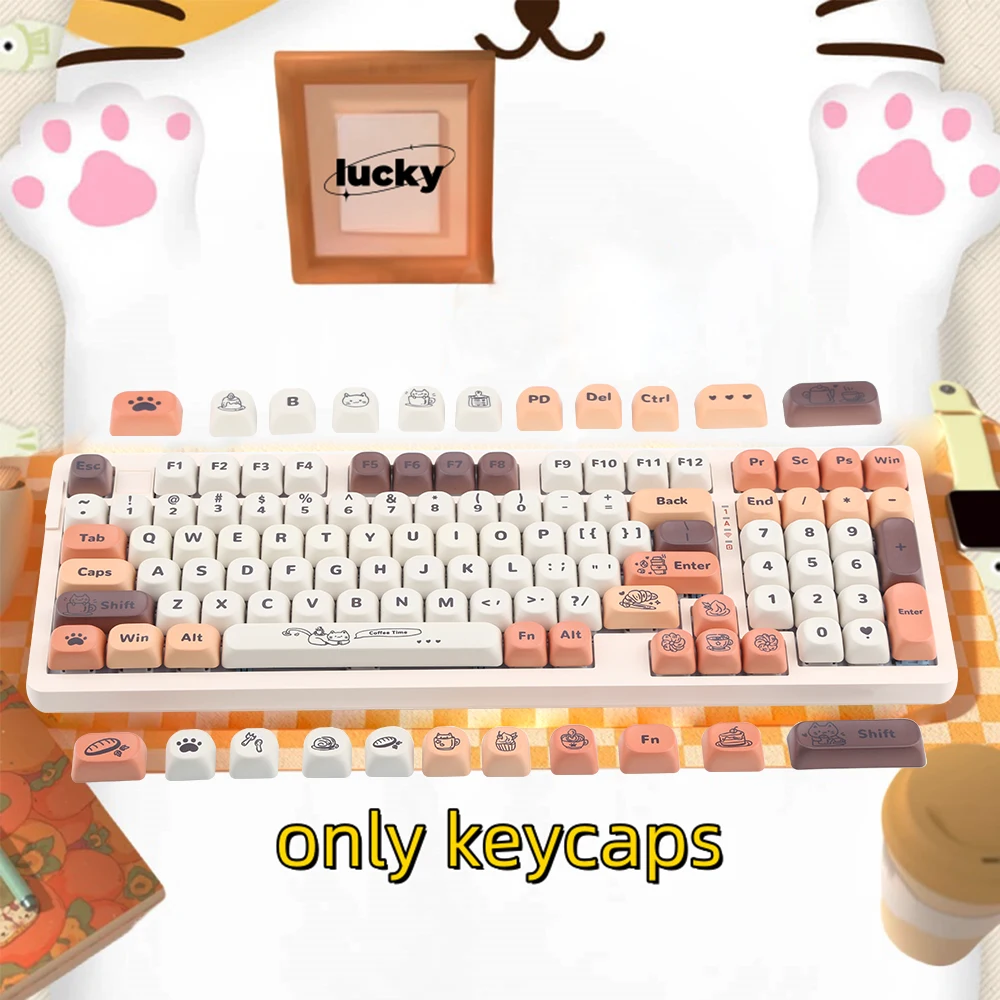 NEW134 คีย์น่ารัก Keycaps PBT Keycaps MOA Keycaps แป้นพิมพ์ที่กําหนดเอง Keycaps สําหรับ Cherry Gateron MX Switches คีย์บอร์ดเครื่องกล