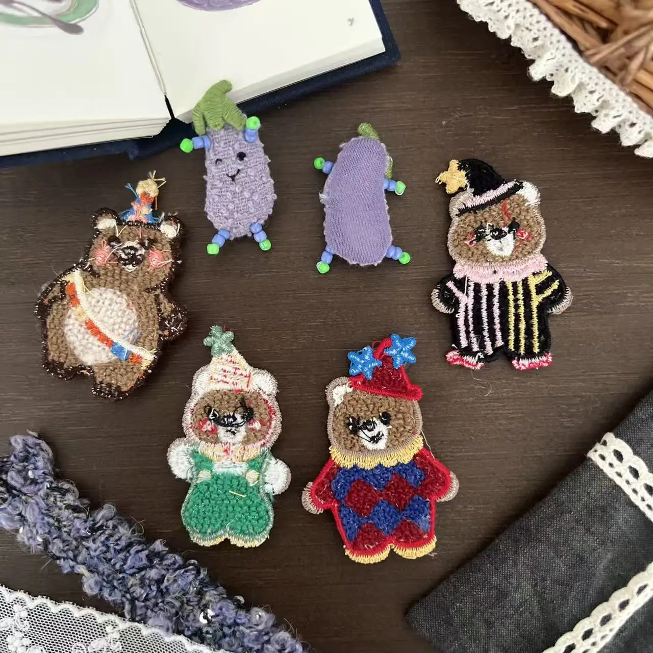 

New Cute Colorful Bear Fabric Patch Half Finished Brooch for Women DIY Bag Hair Accessory Decor Portable Charms