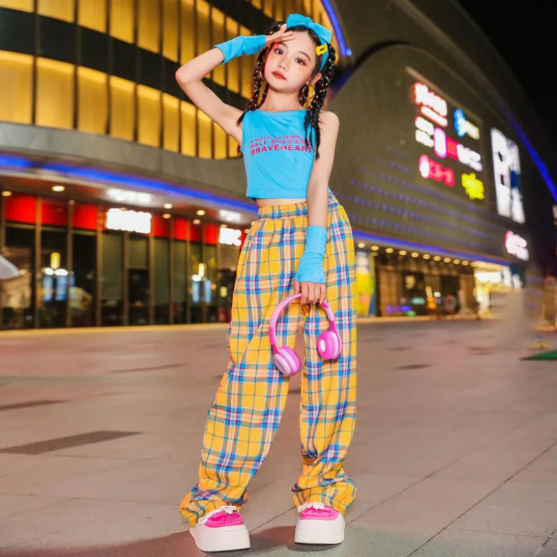 Hip Hop Outfits Girls Crop Tank Tops Pink Color Cargo Pants Children Joggers Streetwear Kids Kpop Dance Jazz Sweet Clothes Sets