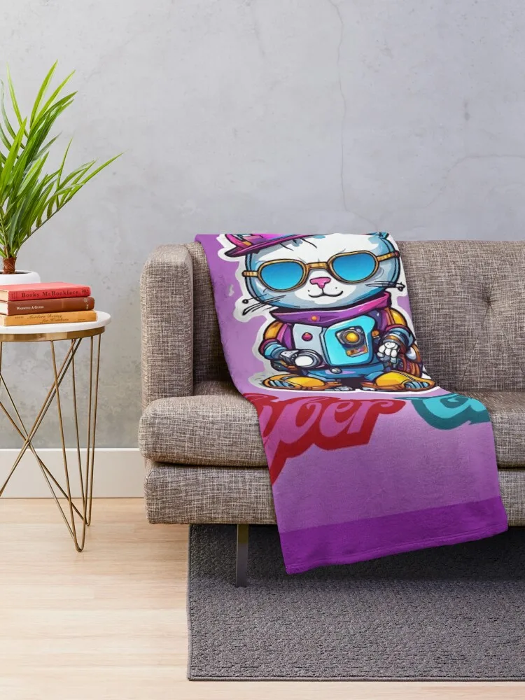 Cyber Cats - Cyber Cat 10 Throw Blanket halloween Baby Blankets