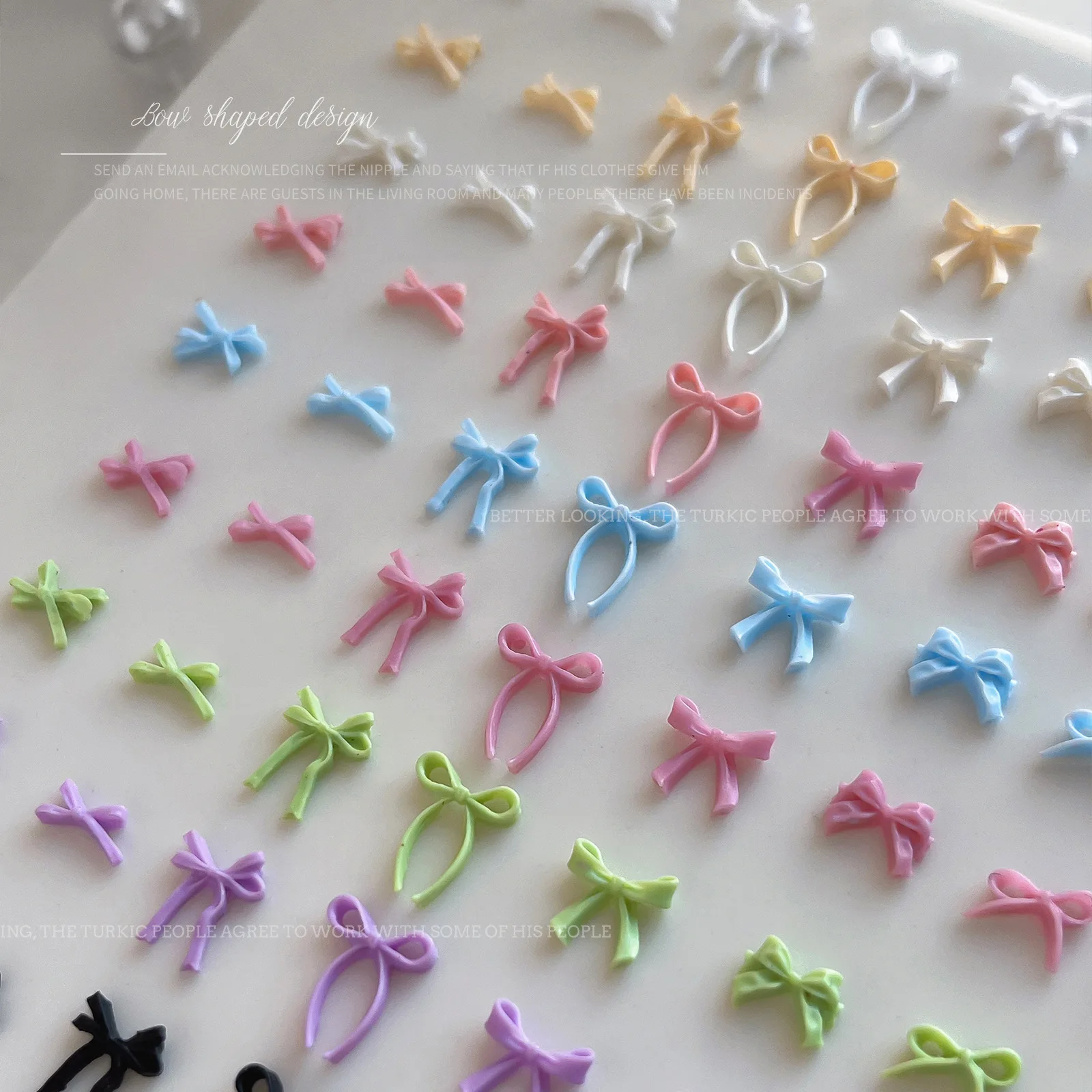 Mini ruban à nœud papillon coloré en résine, mignon, romantique, français, charmant, jolies décorations pour Nail Art, accessoires de manucure