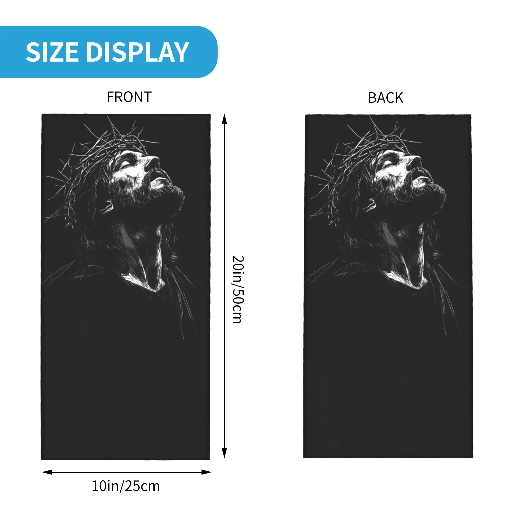 Portrait of Jesus Crown of Thorns Bandana Neck Gaiter Balaclavas Face Scarf Printed Christ Religious Cycling Riding Unisex Adult
