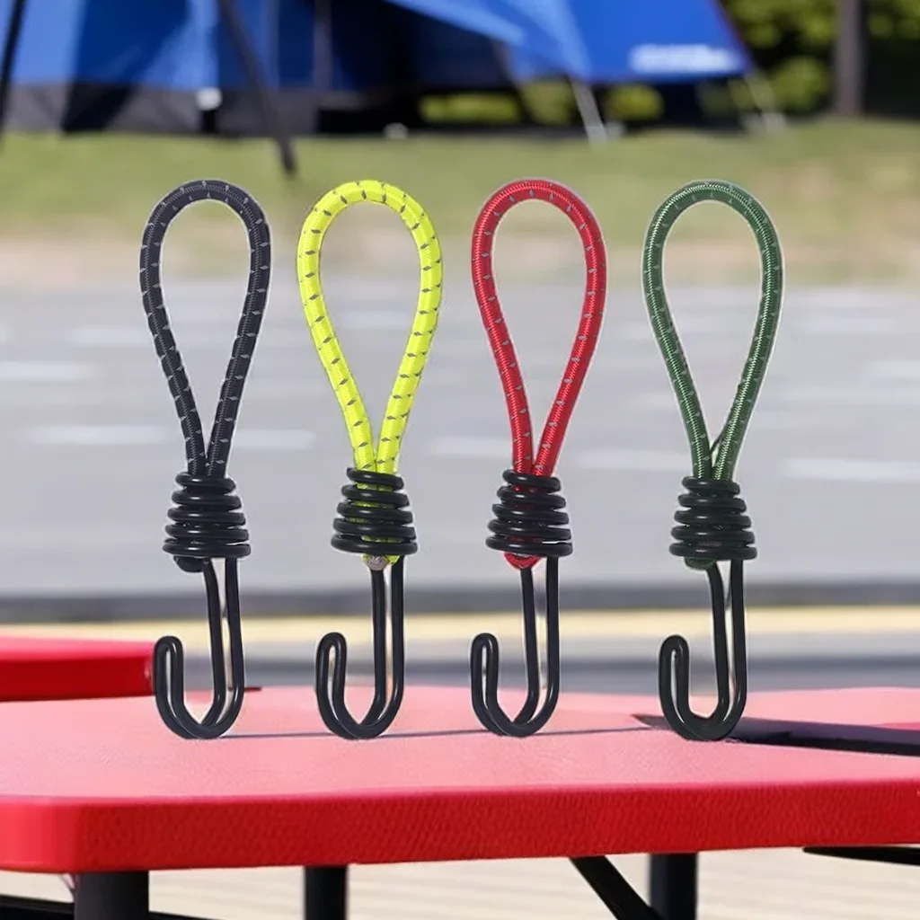 10pcs Tent Elastic Rope Cord Hook Versatile Outdoor Camping Canopy Tarp Tent Fixing Cord String Carabiner Hooks Accessories