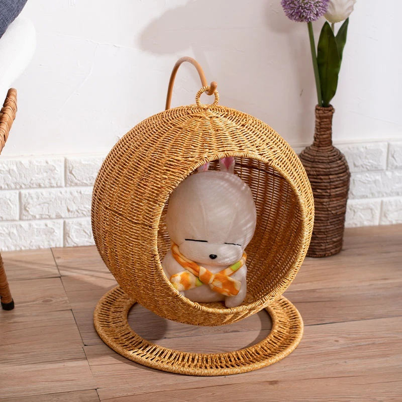 Handmade Imitation Rattan Round Cat Nest Hanging Basket for Pet Cats Anti-scratch and Bite-resistant Cat Nest pet supplies