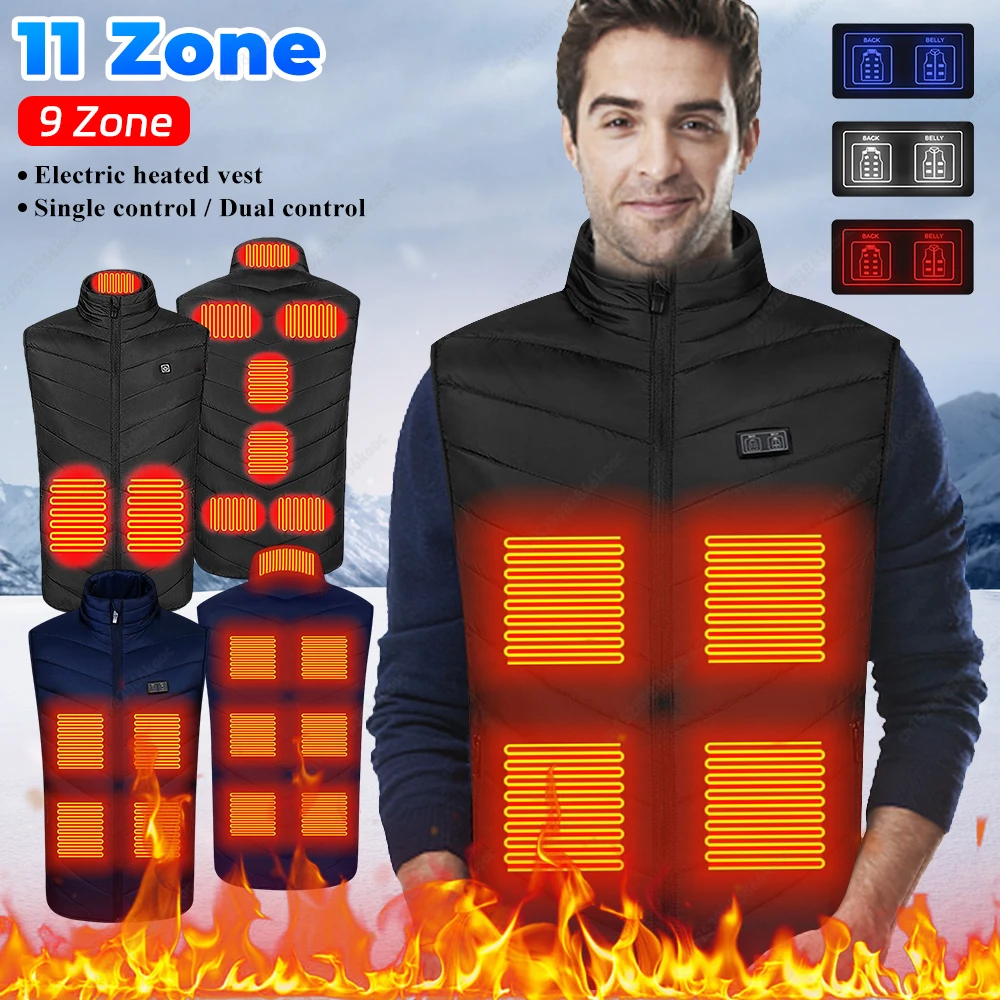 

Stand Collar Electric Heated Jackets Zipper Men USB Heating Jacket 5V Smart Heating Vest for Outdoor Sports Cycling 9/11 Zone