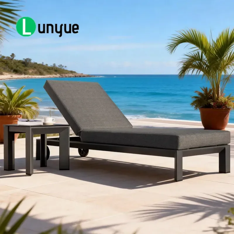 Multi Position Outdoor Reclining Chair Aluminum Frame High Density Cushions Durable Patio Garden Furniture Comfortable Lounge