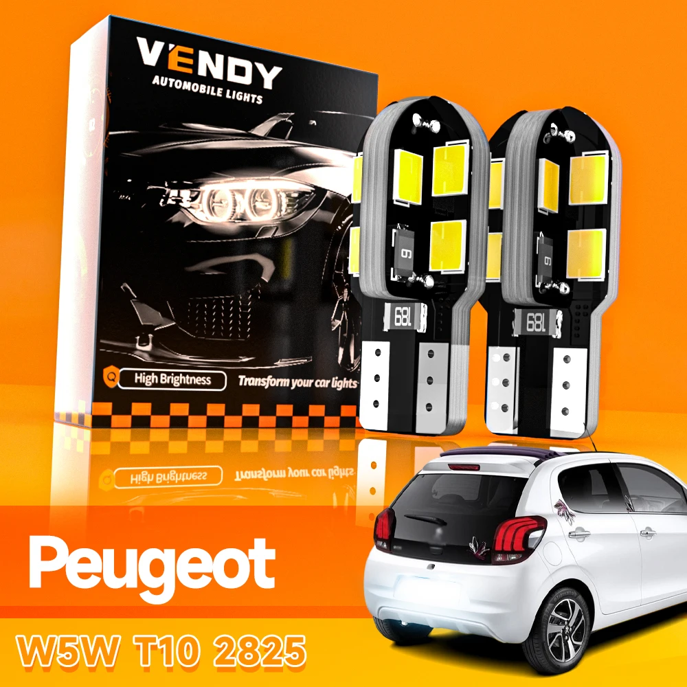 

2 светодиодных лампы освещения номерного знака W5W T10 168 Лампа Canbus для Peugeot 1007 107 106 108 2008 206 207 208 3008 301 306 307 308 CC SW