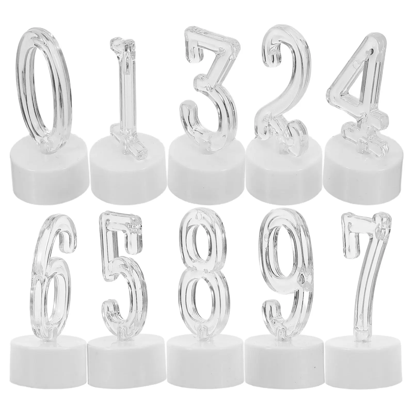 10Pcs Flameless LED Number Birthday Set Digital 0-9 Battery Operated Safe Reusable LED Cake Decoration Lights Party
