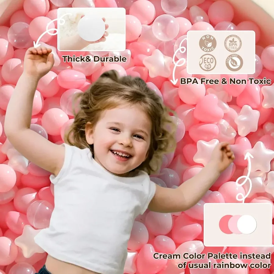 ลูกบอลพลาสติกสำหรับบ่อบอล รูปดาวและหัวใจ สำหรับเด็กเล็ก - 200 ลูก สำหรับความสนุกสนานในบ่อบอลและการเล่น