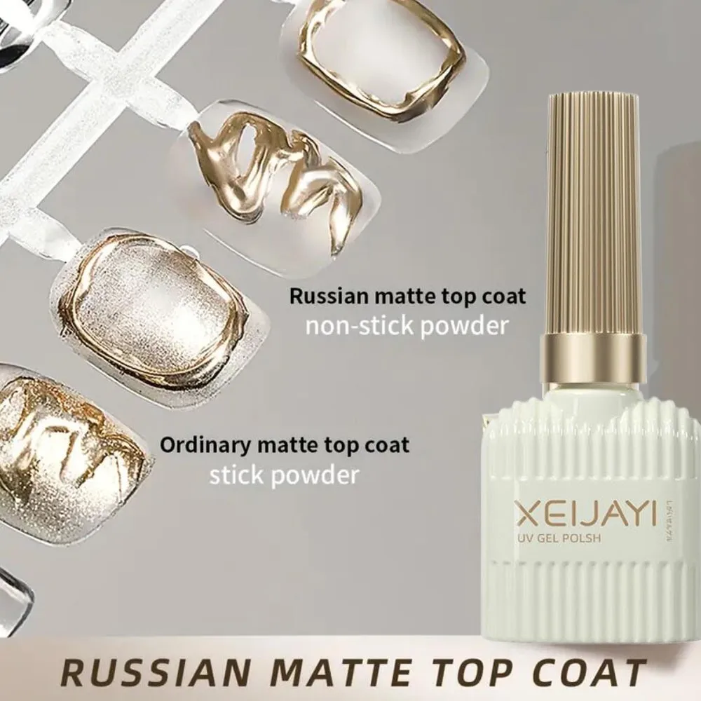 15ml Russian Matte Top Coat for Chrome Nail Powder 3D Mirror Chrome Nail Rubbing Powders Gel Top Coat  No Wipe Soak off UV Gel