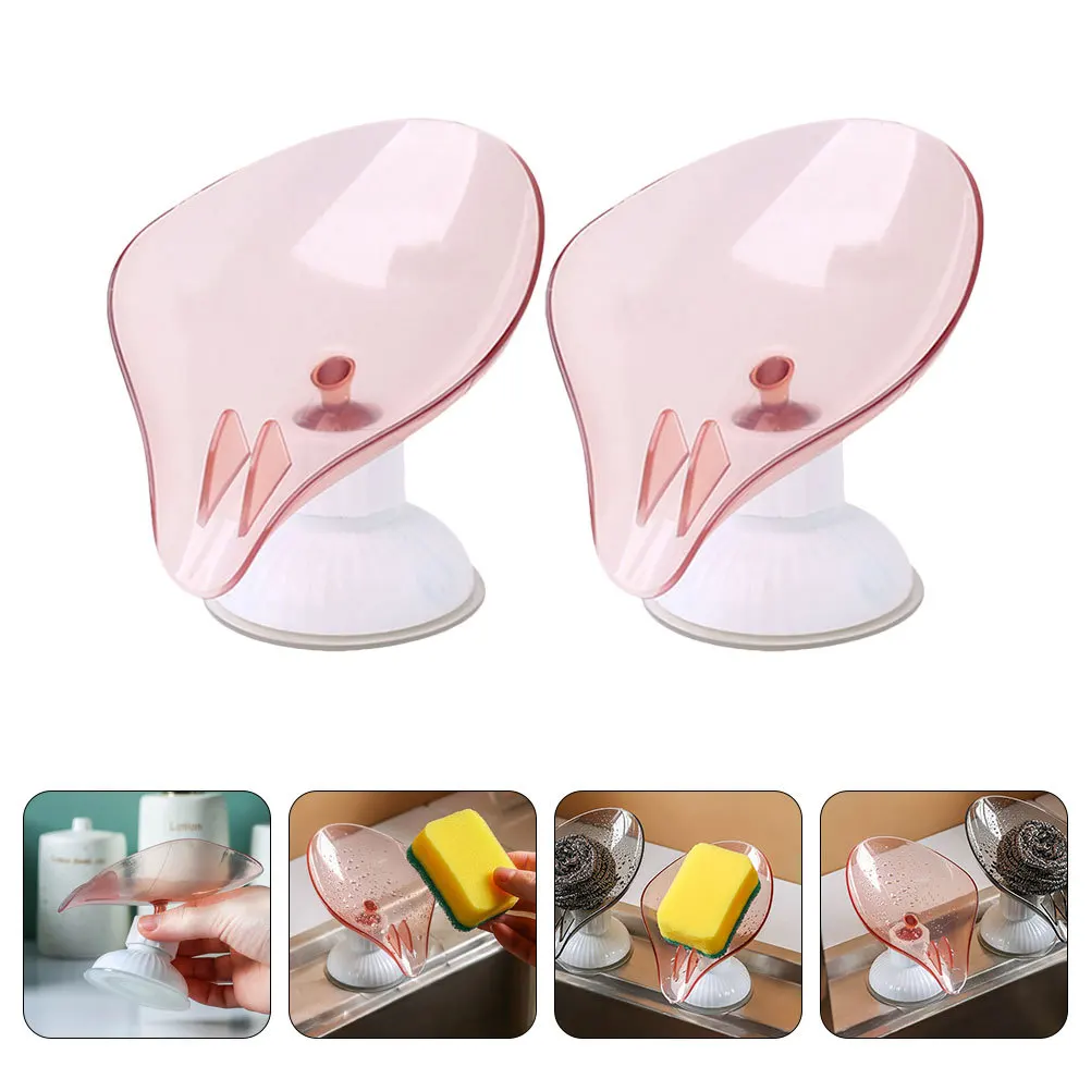 

2Pcs Suction Cup Soap Dish Case Draining Bar Tray Stylish Practical Organizer Soap Dish with Suction Cup Bathroom Storage Rack
