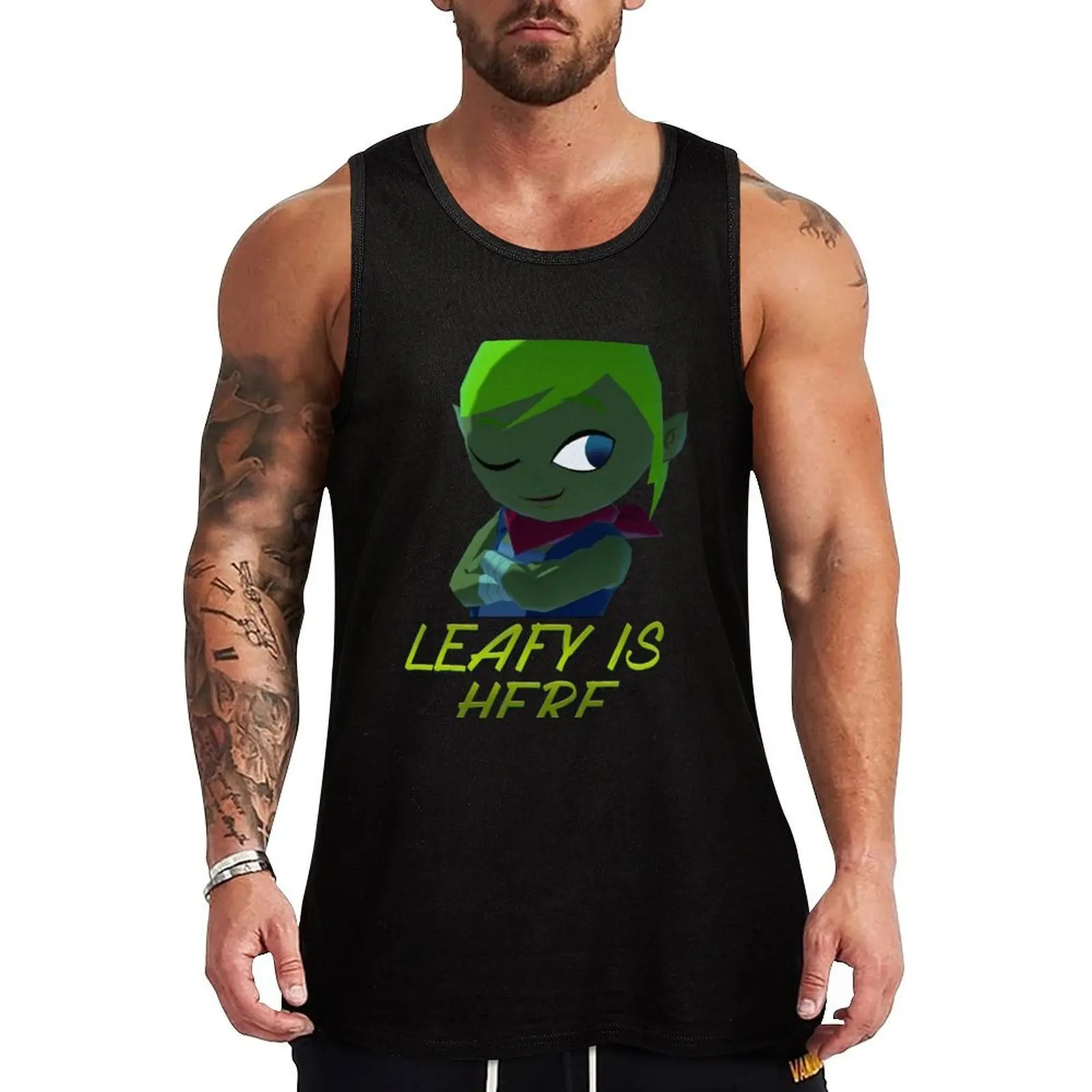 

LEAFYISHERE (TEXT-BIGLOGO) Tank Top summer 2025 gym wear men Men's sleeveless gym shirts