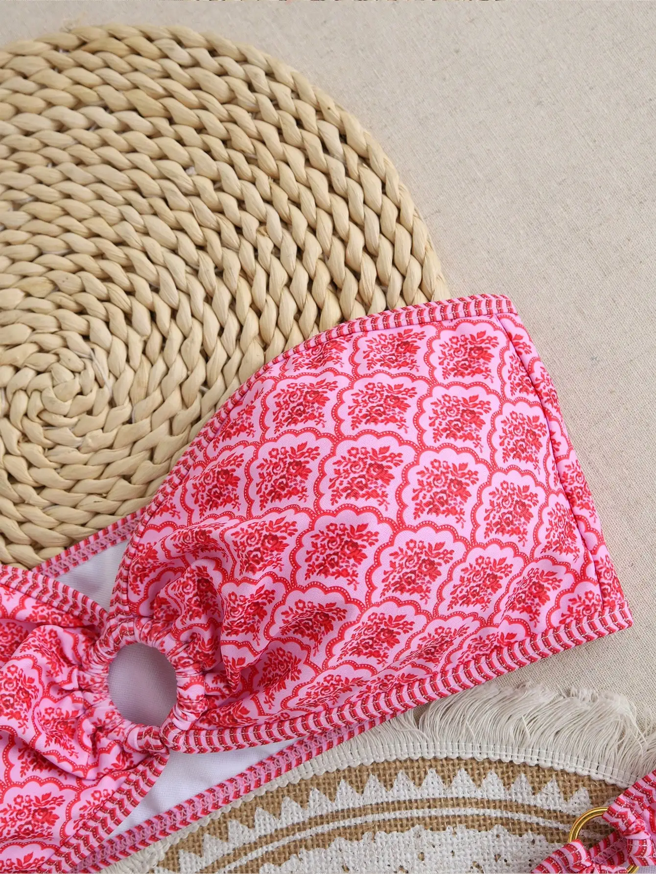 

Floral Print Bandeau Bikini Set For Beach Vacation Summer