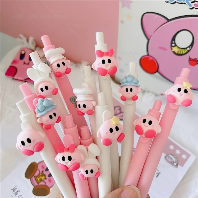 Kirby Cute Anime Gel Pen Cartoon 0.5mm Black Press Ballpoint Pen Cute Students Gelpen School Office Supplies Stationery Gifts