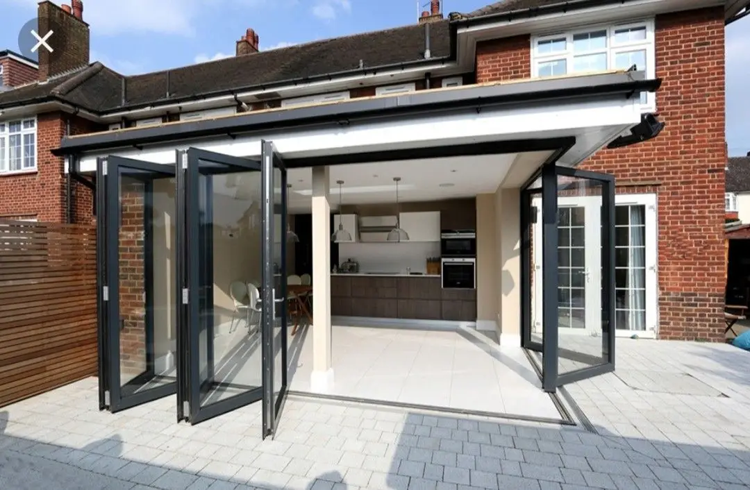 

Heat Insulation Patio Aluminium Double Glazed Heavy Duty Folding Doors Modern Design Exterior Accordion Door Tempered Glass