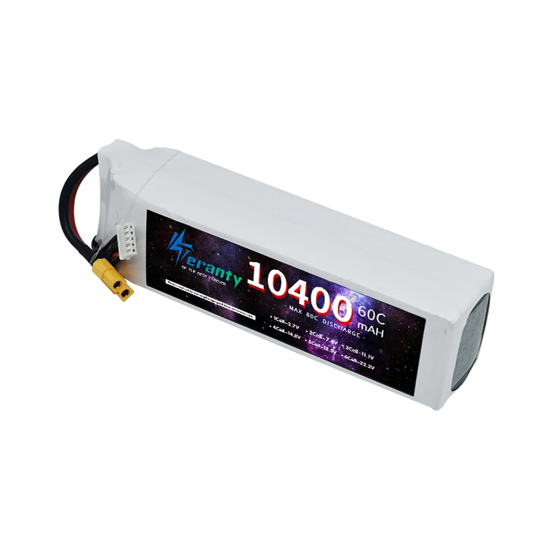 4S Lipo Battery 60C 14.8V 10400mAh Battery for RC FPV Racing Drone Quadcopter Racing Hobby with XT60/XT90/T/TRX/EC5 Connector