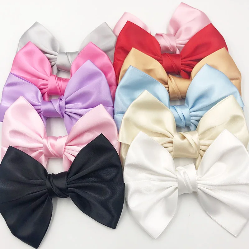 5pcs Big Satin Ribbon Bows Wedding Appliques Sewing Handmade Flowers B156