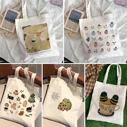 Animal Frog Shopping Bag Graphic Tote Handbag Fashion Vintage Harajuku Shopper Bag for Women Large-capacity Female Shoulder Bag