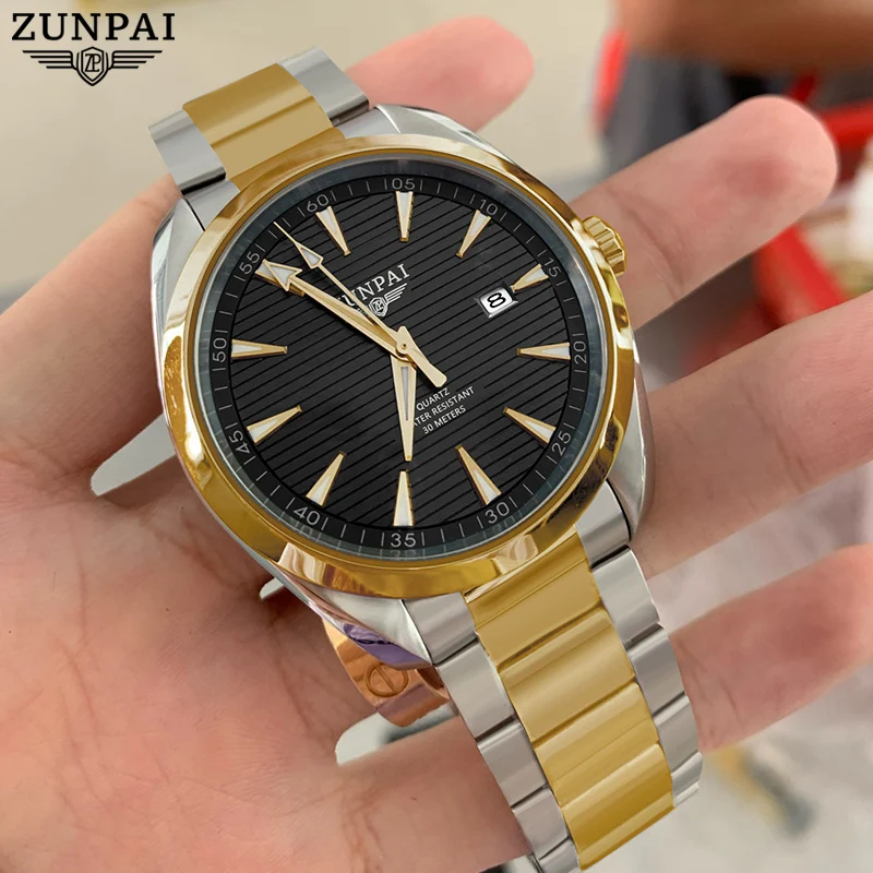 100%Original ZUNPAI Watch For Men Waterproof Stainless steel Fashion Luxury Men Watches Waterproof Luminous Quartz WristWatch