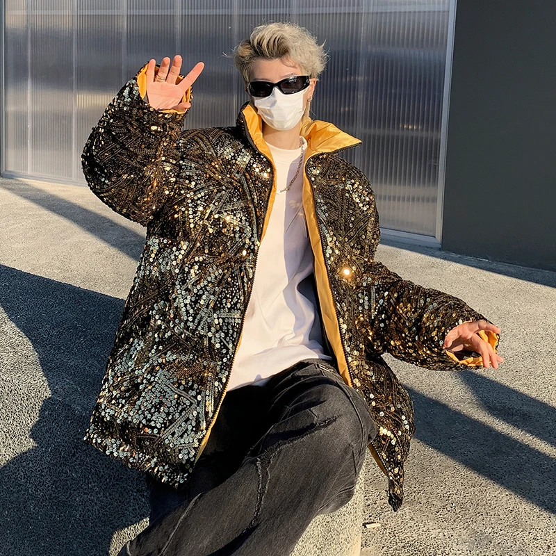 

Мужская утепленная хлопковая куртка Iny Gold Bead Stage Performance Jaet, зимняя, уличная, с воротником-стойкой, повседневная, Cleanfit