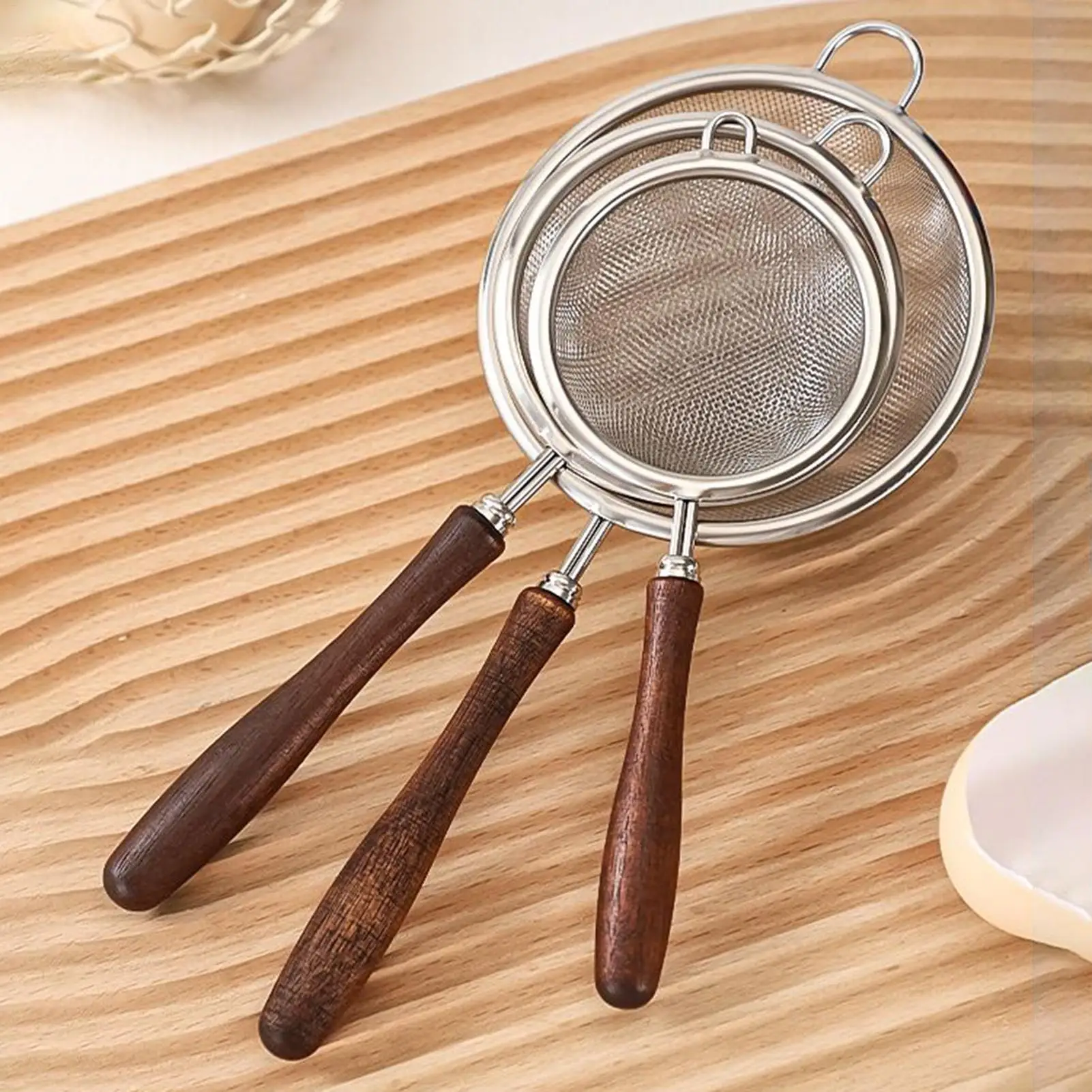 S-L Stainless Steel Fine Mesh Strainer Sieve Strainer Kitchen Fried Food Filter Oil Baking Tool Reusable Handheld Sifter Skimmer view 5
