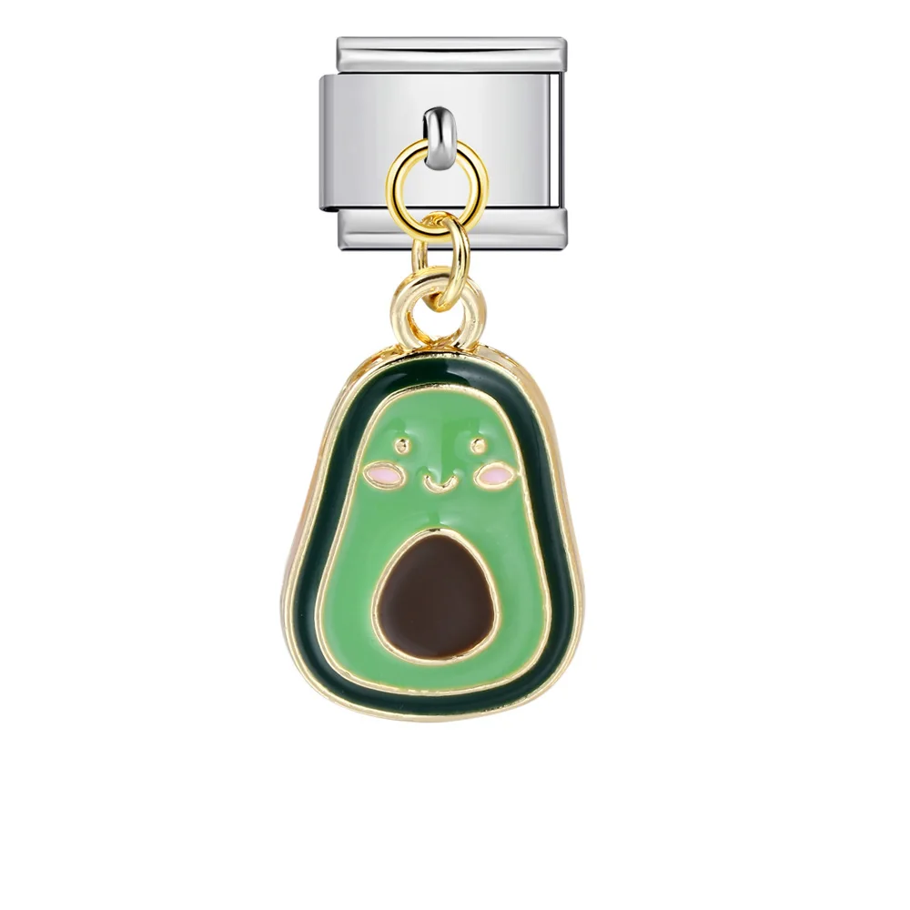 Neues Design, süße Früchte: Banane, Ananas, Kirsche, Avocado, italienische Charm-Elemente, passend für 9-mm-Edelstahlarmbänder, Schmuck zum Selbermachen. – Detail 5