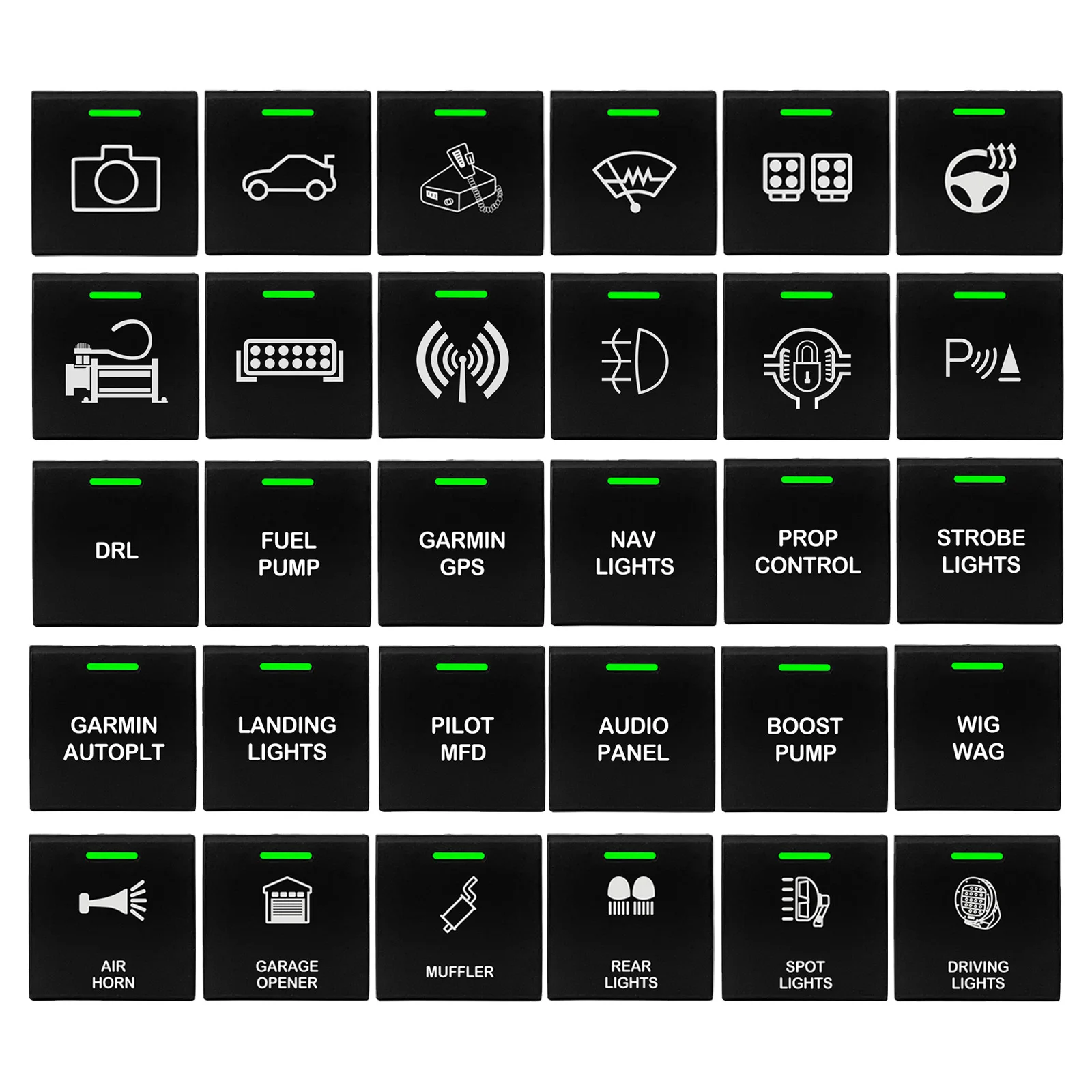 12V Led Push Button Switch Green White Light Momentary Horn ON OFF Fog Lights for Toyota Camry Corolla RAV4 Land Cruiser Prado