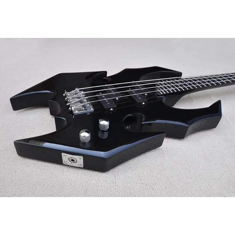 Wholesale Electric Bass Guitar Unusual Shape 4 Strings Black Bass Guitar