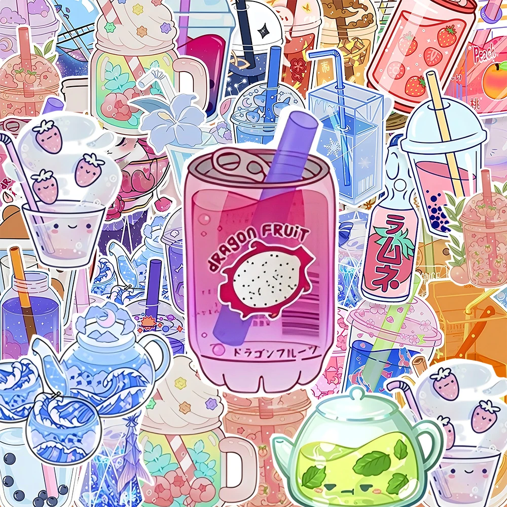 

10/30/50pcs Ins Sytle Drink Juice Bubble Tea Aesthetic Stickers Cartoon Graffiti Notebook Luggage Phone Cute Decoration Decals