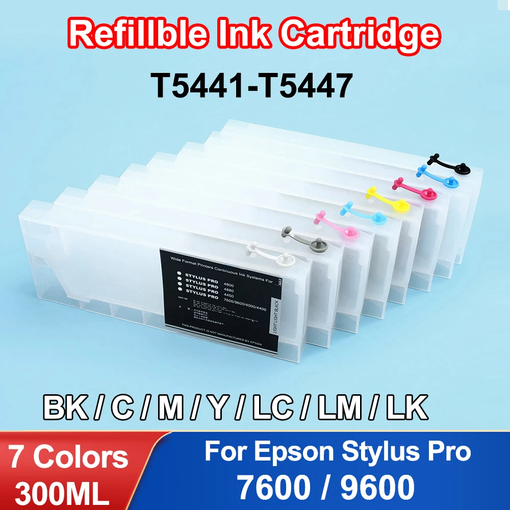 

300ML 7 Colors Empty Refillable Ink Cartridges with Chips for Epson Stylus Pro 7600 9600 Printer T5441-T5447