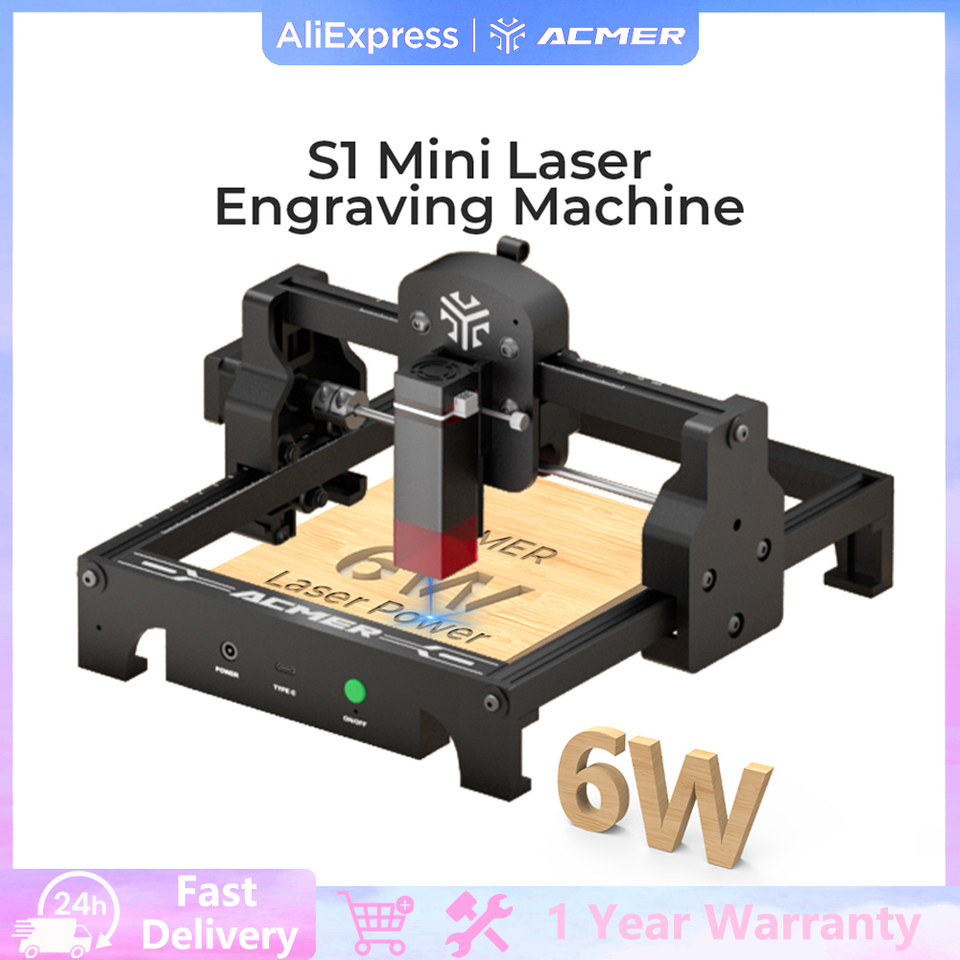  ACMER S1 6W Mini Laser Engraver Portable Small Laser Engraving Cutting tool Machine DIY for Logo Wood  leather Acrylc Beginner 
