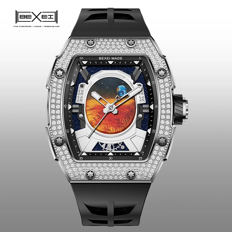 

BEXEI Astronaut Series часы мужские автоматические механические часы из нержавеющей стали 316L с сапфиром для мужчин модные винтажные 9802