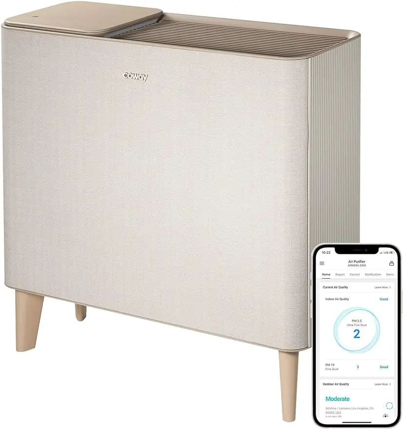 

Совместим с приложением Coway Airmega Icon, совместим с Alexa True HEPA воздухоочистителем с мониторингом качества воздуха, авто, фильтр I