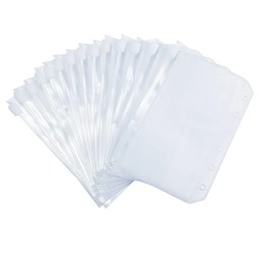 

Mini Binder Pockets A7 6 Holes Binder Zipper Pouch Bag Folders for 6Ring Notebook Loose Leaf Insert Waterproof PVC Pouch Docume