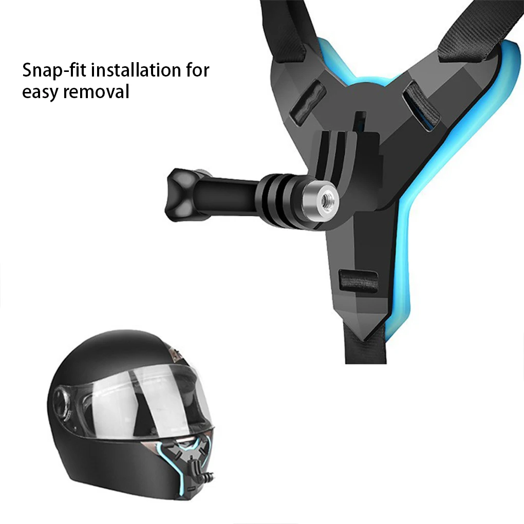 

Motorcycle Helmet Chin Stand Camera Mount Shockproof Riding Holder Brace Strap Shooting Spare Accessories Blue