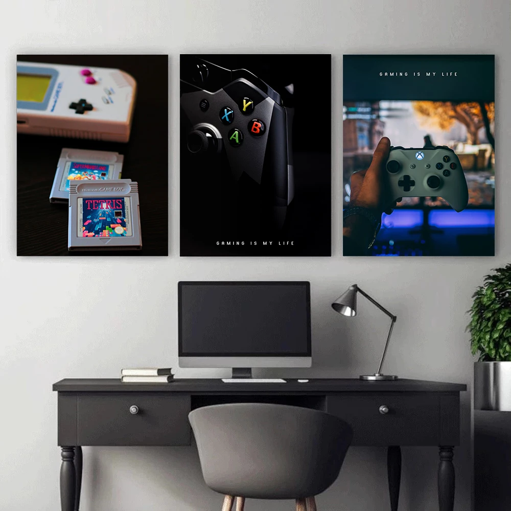 Modern Gaming Device Poster Xbox SEGA Gaming Console and Controller GamePad Prints Canvas Wall Art Pictures Home Room Decoration