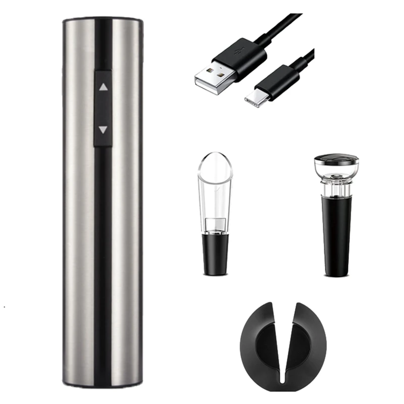 

AT14 Electric Wine Opener Rechargeable Wine Bottles Openers With Foil Cutter Automatic Wine Corkscrew For Kitchen Party Bar