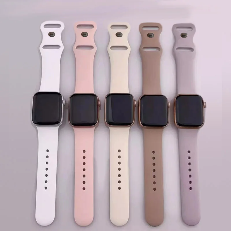 

Силиконовый ремешок для Apple Watch 40 мм, 44 мм, 46 мм, 45 мм, 41 мм, 49 мм, 42 мм, браслет для iWatch серии Ultra 3, 2, 7, 8, 9, SE, 10, 11