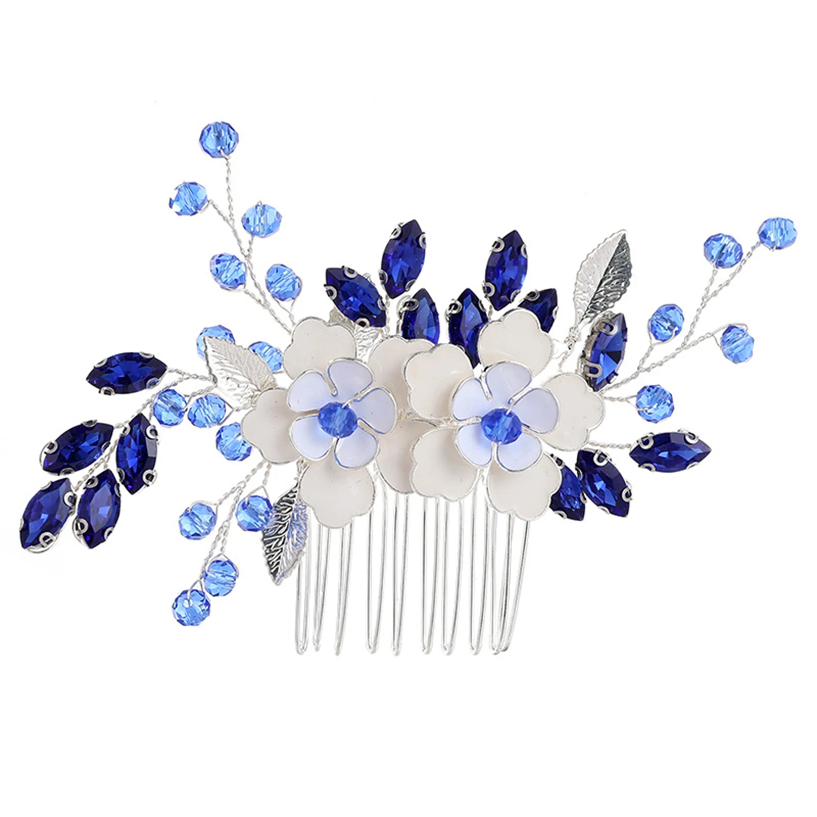 Cloth Flower Alloy Hair Comb Woman Glossy Pearl Alloy Comb Barrette for Woman Hair Decorative Ornaments