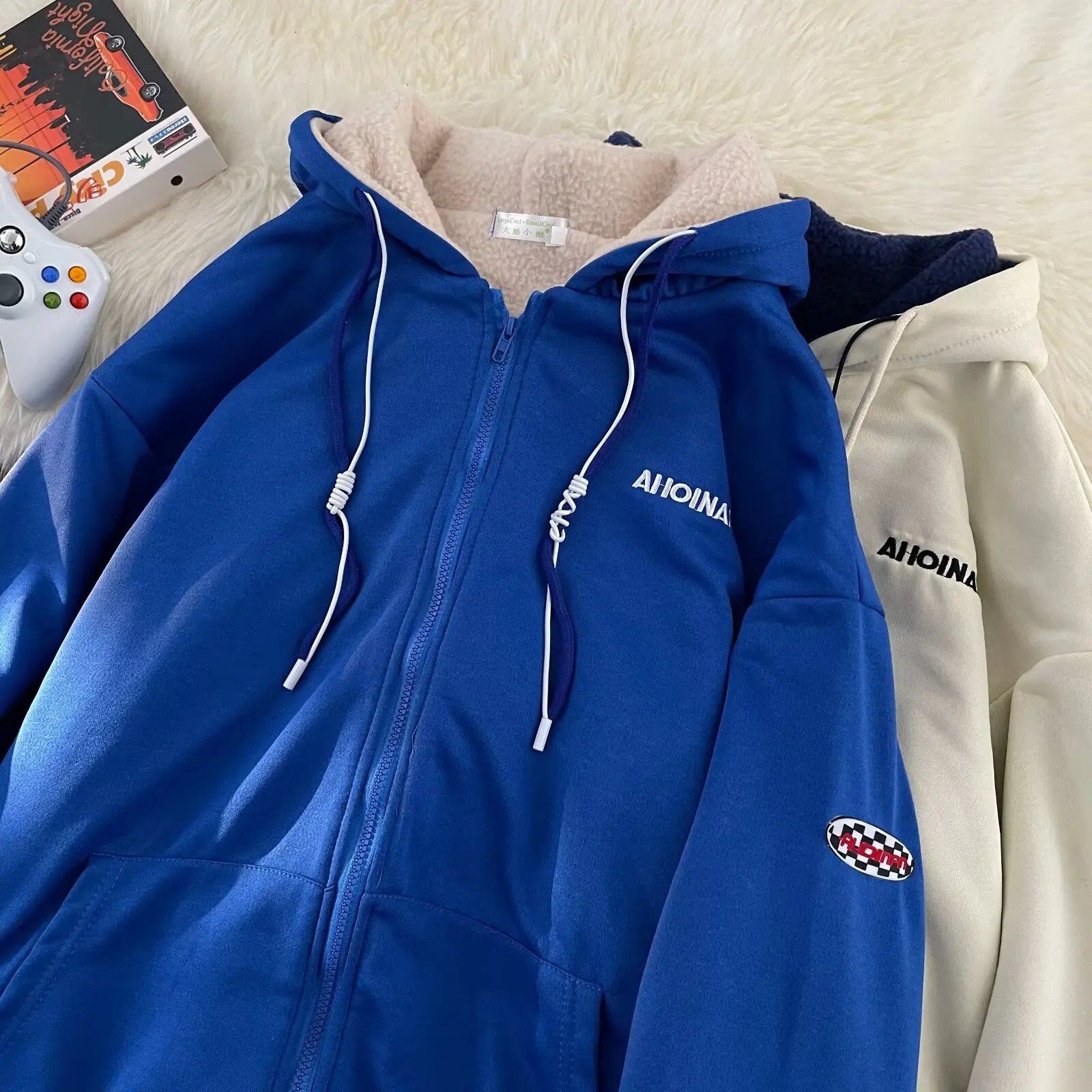 فضفاضة تناسب هوديي Jaet الرجال حجم كبير 250 Pou كسول Sle زوجين تصميم جديد سترة مفتوحة ملابس الخريف الشتاء القطنية