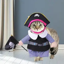 Dog Pirate Costume Portable Caribbean Style Cosplay Party Suit With Hat Halloween Party Apparel Clothing For Dogs Cat