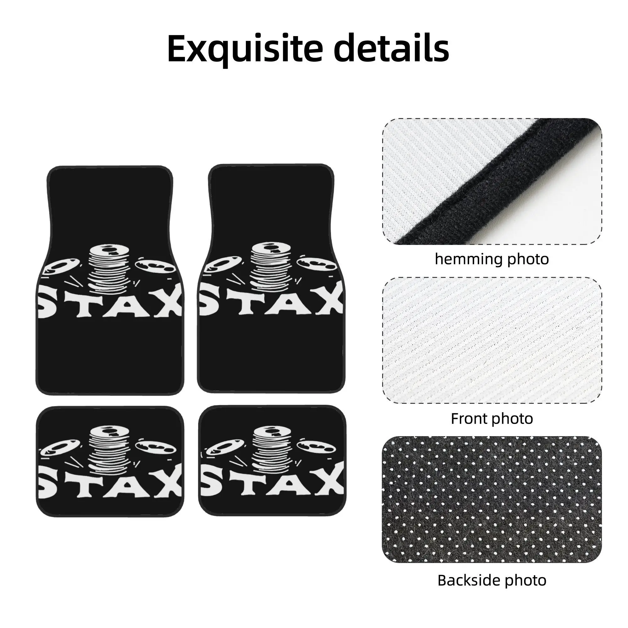 4pcs STAX RECORDS Car Floor Mats - Durable Polyester Fiber, Fit For Cars, Playful Design With 