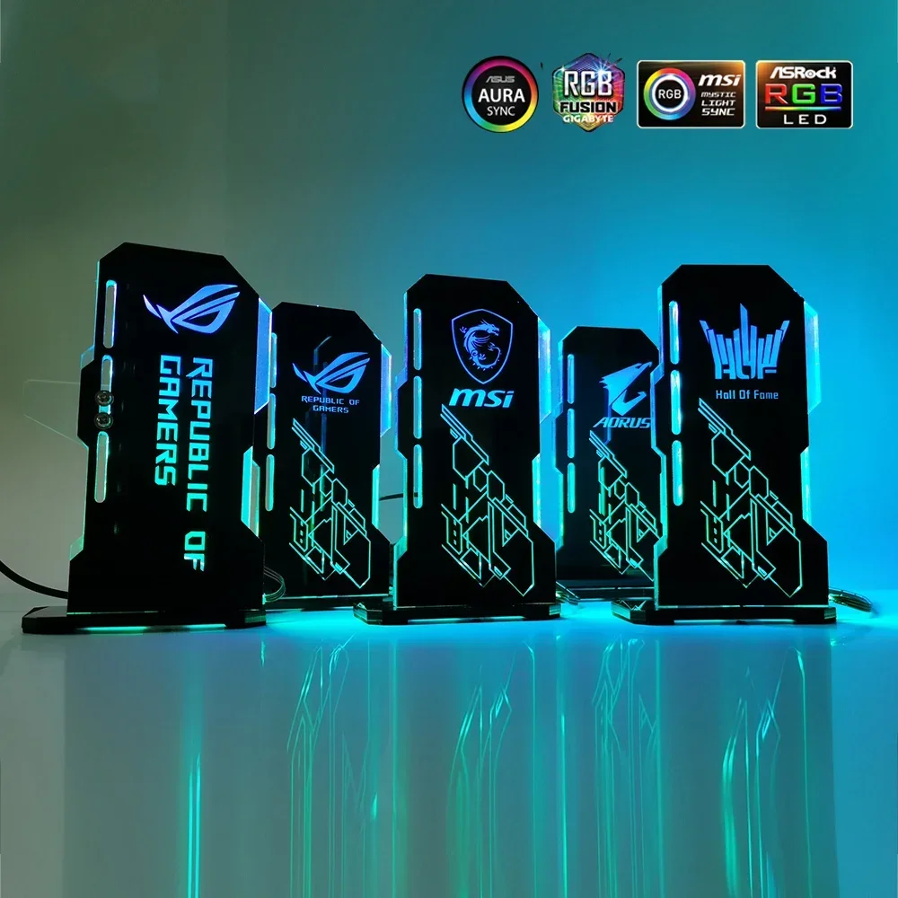 MSI VGA Bracket ARGB Customizable Vertical GPU Holder PC ROG Video Card Support Chassis Water Cooler Custom MOD 5V 3Pin AURA