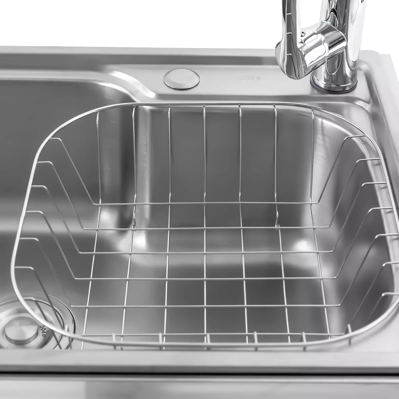 Fregadero de utilidad, lavabo de cocina de un solo cuenco independiente con grifo y estante, fregadero de acero inoxidable