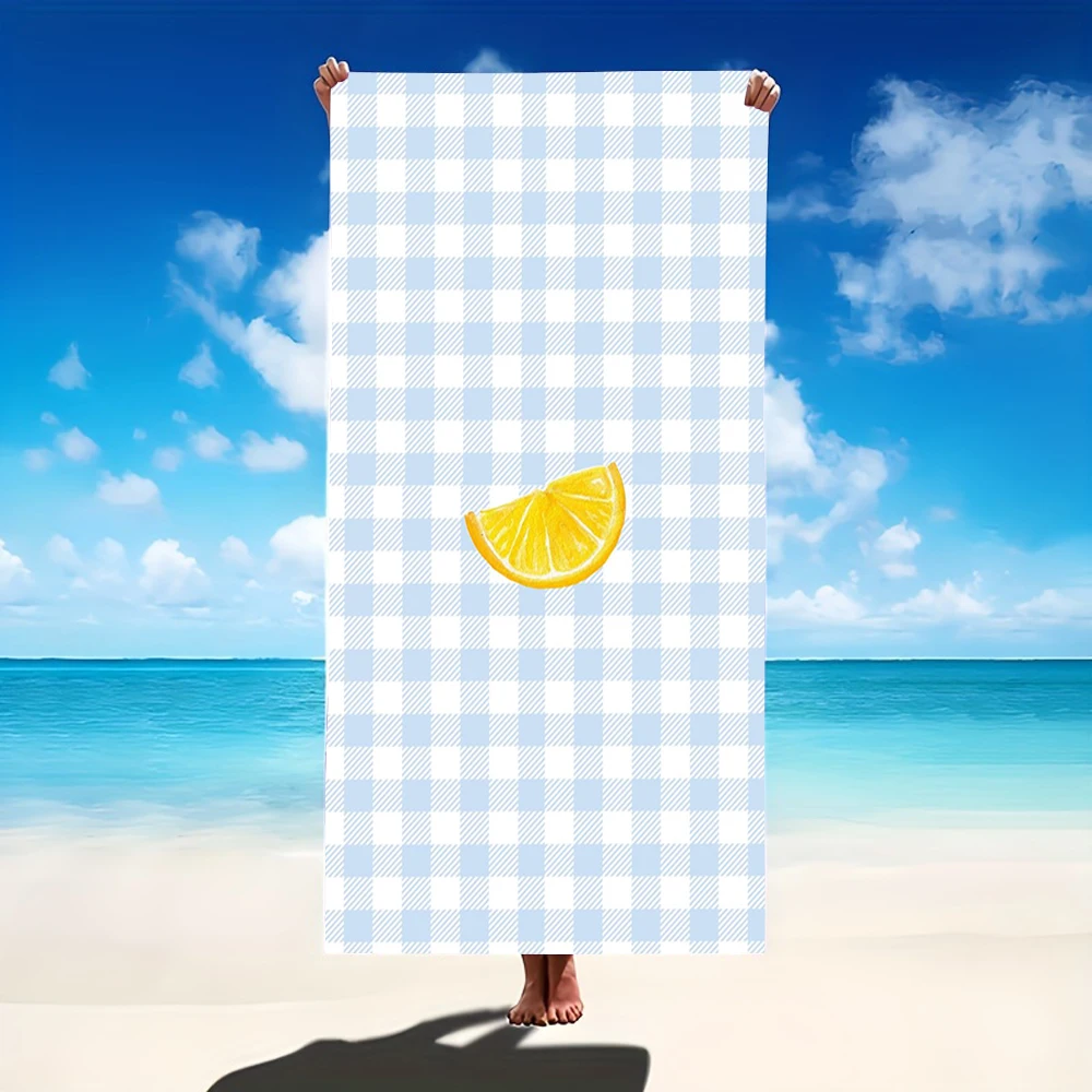 Striped Lemon Slice Print Beach Towel Pastel Fruit Design Towel for Men and Women Ideal for Summer Beach Trips and Activities view 4