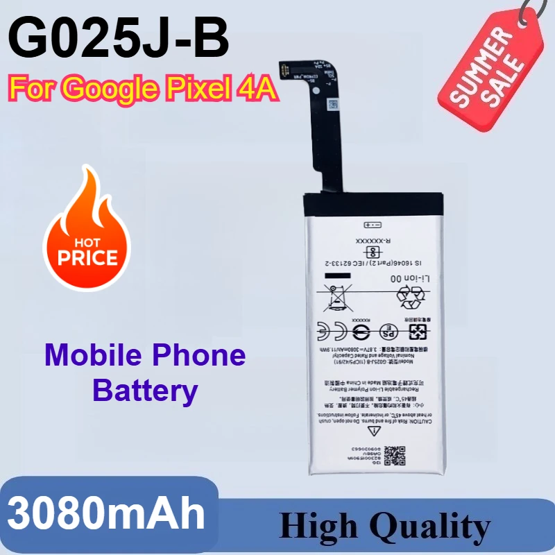 100% New Replaceable Battery G025J-B 3.87V 3080mAh For Google Pixel 4A Pixel4A Mobile Phone Battery High Quality