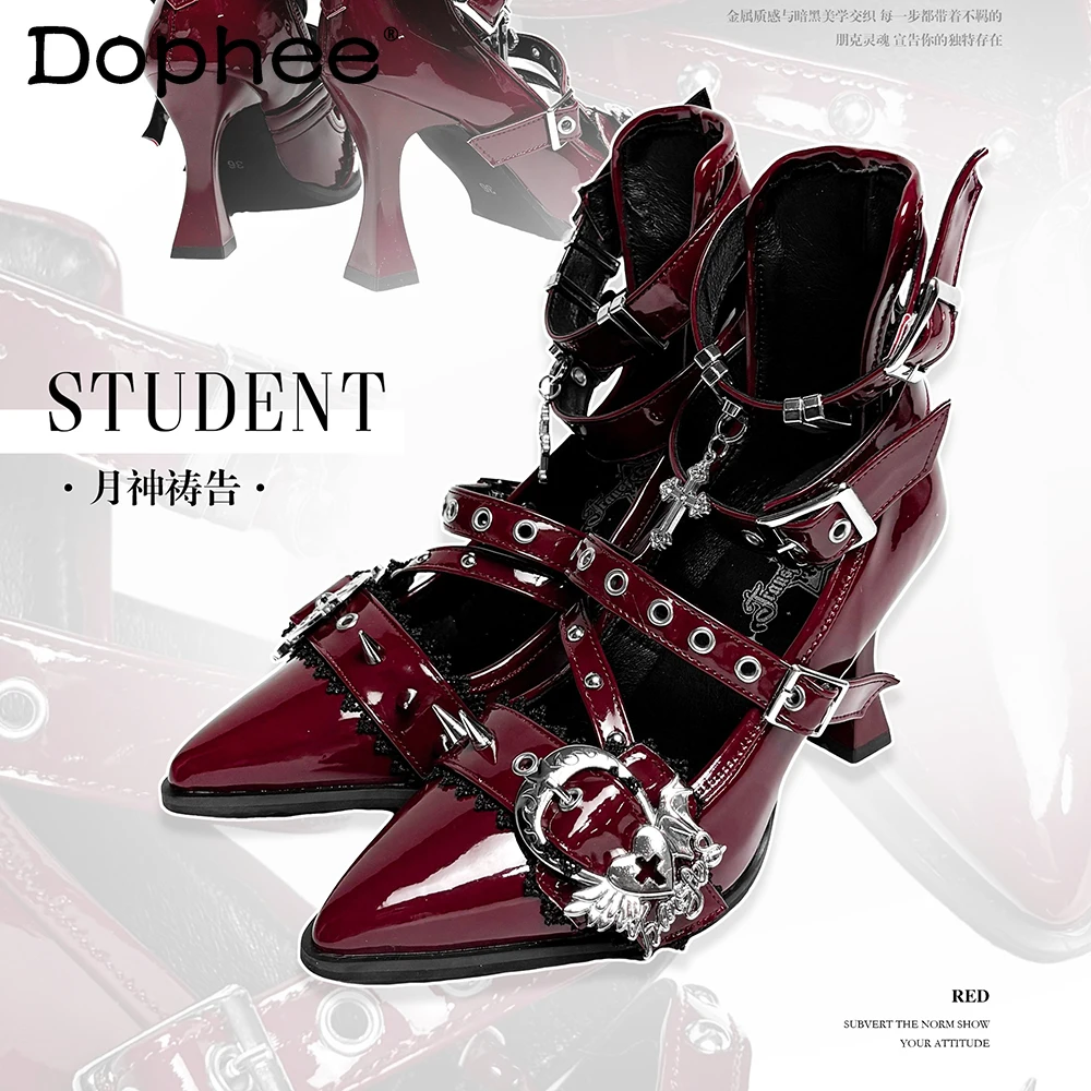 

European and American Style Fashion Red High Heels Gothic Women's Stiletto Pointed Elegant High Heels Pun Sweet Cool Pumps