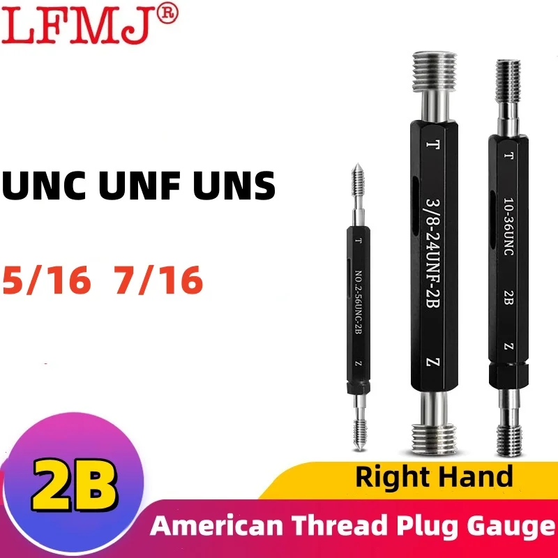 Medidor de plugue de rosca fina, U5 16-18 5/16-32 7/16-14 7/16-28 7/16-28, UNF, UNS UNEF Steel, França Gage American Standard, 1Pc